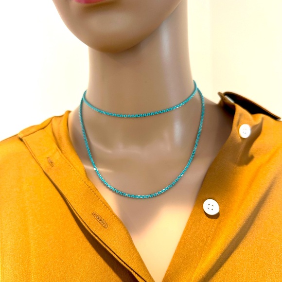 Tiffany & Co. blue enamel necklace 30 inches, 2.5 wide - Picture 1 of 4